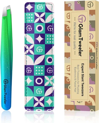 Expert Slant Tip Tweezers with Leather Case,  Sharp & Precision Stainless Steel  - Изображение 1 из 4