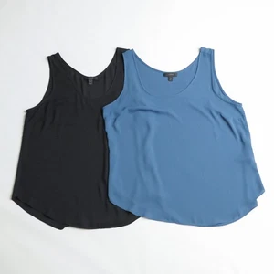 J.Crew Lote DOS Top Sin Mangas Concha Para Mujer 12 Cortinas Cuello Redondo Transparente Maduro - Imagen 1 de 11