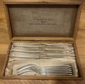 H Sear & Son 1865 Dependable Silverware 12 DWT Warranted 12pc Knife Fork Set Vtg - Picture 1 of 5