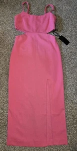 H:OURS NWT Haydon Cut Out Dress Women SZ M Rose Midi BodyCon Sheath Sundress - Picture 1 of 7