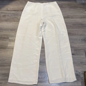 Flores & Flores Ivory 100% silk wide leg pleated lined pants plus size 16 - Picture 1 of 7