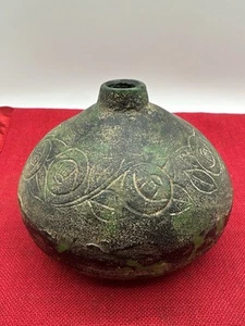 Vintage Antique Cast Iron Spatterware? Heavy Vase Japan - Imagen 1 de 7