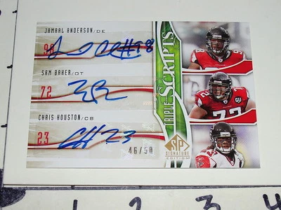 2009 SP Triple Autographs - C.Houston/Sam Baker/Jamaal Anderson Atlanta Falcons - Image 1 of 2