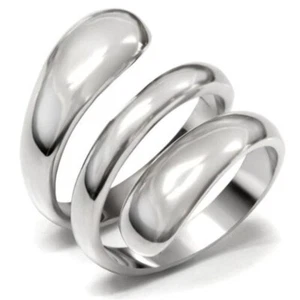 ANILLO DE MODA HCJ MUJER PLATA ACERO INOXIDABLE DISEÑO REMOLINO BANDA ANCHA TALLA 6-10 - Imagen 1 de 4