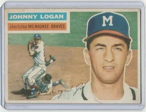 1956 TOPPS #136 JOHNNY LOGAN WHITE BACK WB RARE MILWAUKEE BRAVES WOW LOW POP SP - Picture 1 of 2