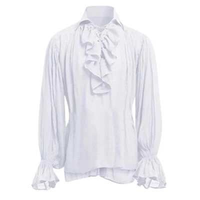 Camisa pirata renacentista gótica medieval con volantes manga larga talla grande para hombre Foto 1 de 4