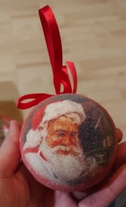 Vintage Zucker mattierte Kugel Ornamente Weihnachten Santa EUC - Bild 1 von 2