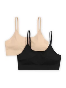 Wonder Nation Girls Invisible Scoop Neck Bra, 2-Pack, Size M Black/ Beige --X1-- - Picture 1 of 3