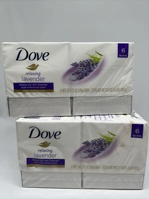 (2) Dove Relaxing Lavender Beauty Bar Lavender & Chamomile Scent 3.75oz 6 each - Image 1 of 3
