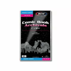 50 - Archivals Modern / Current 2-Mil Mylar Polyester Comic Book Bags by BCW! - Picture 1 of 2