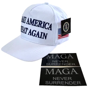 Trump OFFICIAL 45-47 Hat..2024..Make America Great Again..MAGA..White + 2 Decals - Picture 1 of 5