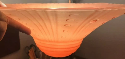 Antique Art Deco 1930s Ceiling Pendant Light Shade-PINK VINTAGE GLASS-GORGEOUS Cover