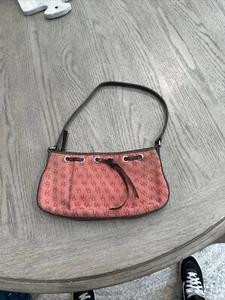Vintage Dooney and Bourke Cloth Leather Trim Signature Monogram Purse Y2K Red - Picture 1 of 17