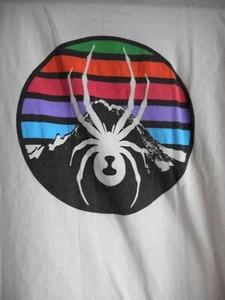 Spyder 100% Organic Cotton White Graphic Tee T-Shirt Double Sided Sz L rainbow - Picture 1 of 5