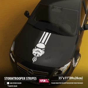 Calcomanía adhesiva de vinilo para automóvil con rayas laterales oscuras para capucha de 35" STORMTROOPER HELME - Imagen 1 de 2