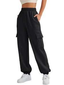 Womens Cargo Sweatpants Cinch Bottom Lounge Baggy Cotton Pants Joggers High W... - Picture 1 of 6