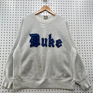 Vintage 90s Duke University Crewneck Sweatshirt Mens XL Gray Embroidered 25x27 - Picture 1 of 14