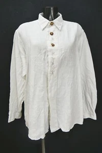 Trachtenhemd von Linzner Leinenhemd weiß mit Edelweiss Stickerei Gr.XL 43 - Bild 1 von 4