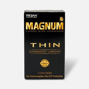Trojan Magnum Thin Large Size Lubricated Condoms 12 Count - Picture 1 of 1