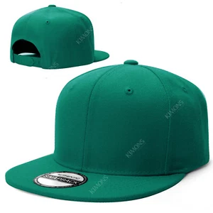 Snapback Hat Flat Baseball Cap Trucker Solid Plain Blank Men Hip Hop Army CS 001 - Picture 1 of 56