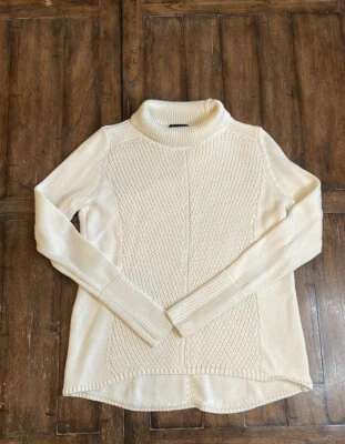 White House black market turtle neck white cotton knit sweater size xs - Image 1 of 4