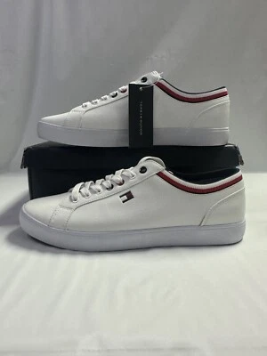 Nuevo Tommy Hilfiger Para Hombre Rawler Zapatillas con Cordones con Cuello Tejido - Blanco - 12 M Foto 1 de 4