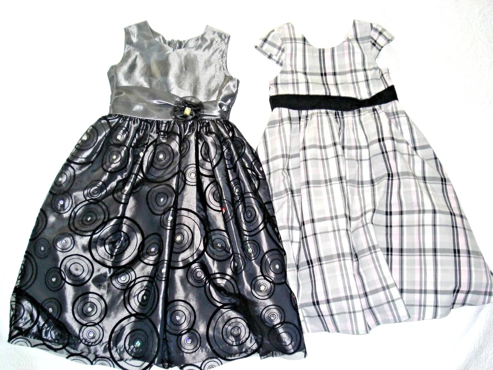 GYMBOREE Girls Sleeveless Cap Sleeve BOW-TIE Plaid Floral Gauze PARTY DRESS 7 8 - Image 1 of 1