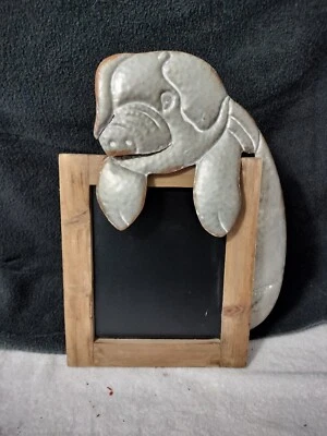 Vtg Pig Chalkboard Sign Tin Metal Wood Table Top Display Restaurant Kitchen Farm - Image 1 of 4