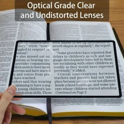 Book Magnifier for Reading Large Sheet Magnifier Reading Aid Glass 3X Page - Image 1 of 4