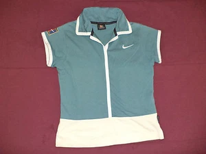 NIKE SHORT SLEEVE GREEN & TAN W/ WHITE V-NECK COLLARED TOP       S        K#4945 - Picture 1 of 1