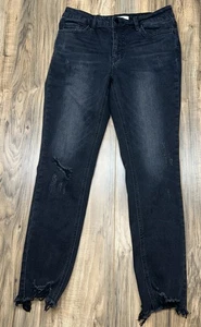 Pantalones de mezclilla Altar'd State para mujer 28 tiro alto rasgados negros elásticos dobladillo crudo - Imagen 1 de 9