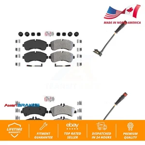 Front Rear Ceramic Brake Pads Extra Wear Sensor Kit For Dodge Sprinter 3500 3.0L - Picture 1 of 11