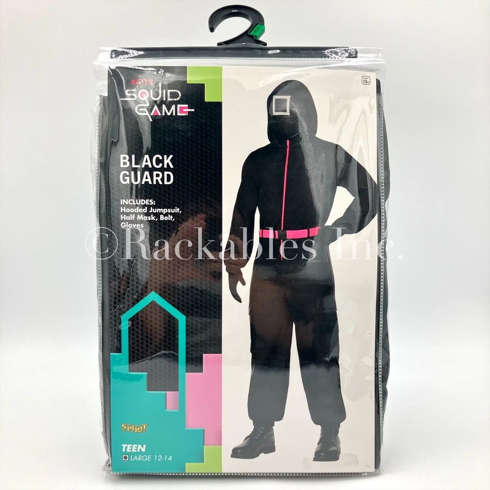 [01864396] Spirit Halloween Kids Black Guard 服装-鱿鱼游戏尺寸各不相同 — 第 1/4 张图片