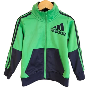 Adidas Jungen Sweatshirt Full Zip Grün Navy Größe 24 Monate - Bild 1 von 6