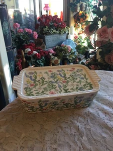 Grace Pantry Porcelain Casserole Baking Dish And Lid White With Floral Pattern - Picture 1 of 7