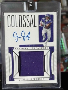 Parche automático Panini National Treasures Colossal 2022 en tarjeta 1/1 Justin Jefferson - Imagen 1 de 4