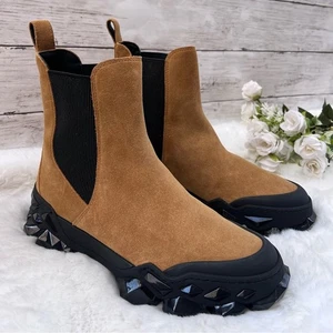 NEU Größe 10 Jimmy Choo braune Damen-Chelsea-Plateaustiefeletten aus Veloursleder - Bild 1 von 13