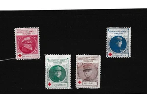 NS29 GOOD FRANCE WW1 ASSOCIATION DES DAMES FRANCAISES STAMP LABELS X4 MOUNTED - Picture 1 of 2