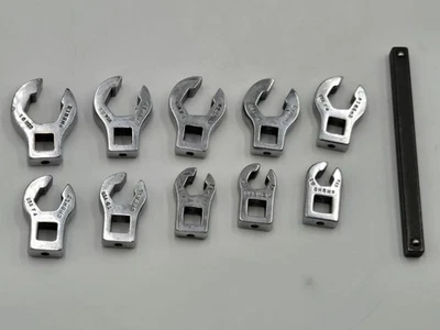 3/8 10-Piece Set of MAC Tools Crowsfoot Flare Nut Wrenches Metric 9mm Thru 18mm - Image 1 of 4