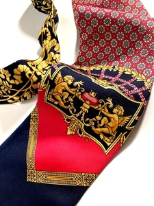 GIANNI VERSACE VINTAGE AÑOS 90 BARROCO GEMELOS ÁNGELES CORBATA MYTHE FLOWER ITALIA ROJO - Imagen 1 de 17