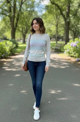 Ted Baker Metallic Striped Sweater Women 0/Small Lightweight  Side Shoulder Zip - Image 1 of 4