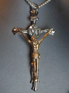 Jesus Christus INRI unser Heiland Halskette in Silber Gold sehr groß mega schön - Picture 1 of 9