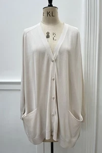 Cos Cream Lightweight Cardigan, Cotton Knit With Silk Back, Size L - Picture 1 of 16