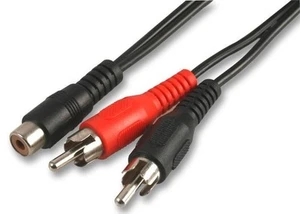 PRO SIGNAL - Kabel Phono (RCA) Female ke 2x Male, 15cm Hitam - Picture 1 of 1