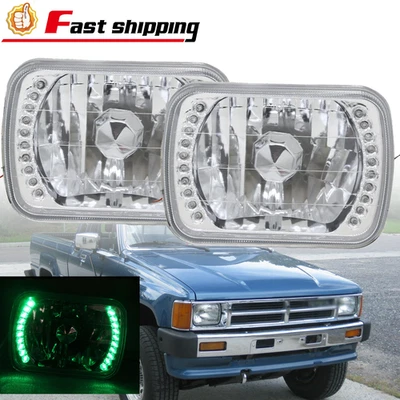 Par de faros halo LED blancos sellados cuadrados de 7" pulgadas para Toyota Hilux 1988-1997 Foto 1 de 4