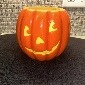 Halloween Decoration Hallmark Jack-o-Lantern Planter Candy Dish 5.5" Ceramic - Picture 1 of 4