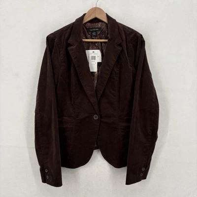 Blazer Calvin Klein Jeans Mujer Grande Marrón Pana Forrado Un Botón Chaqueta Foto 1 de 4