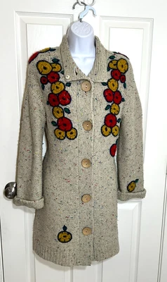 Abrigo Suéter Largo Sparrow of Anthropologie Beige/Multicolor con Flores - Mediano Foto 1 de 4