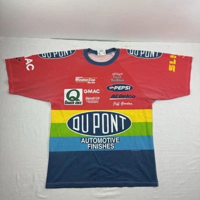 Vintage Jeff Gordon T Shirt Adult XL Colorful All Over Print Striped NASCAR 90s  - Image 1 of 4