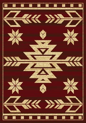 Red Medallion Arrows Area Rug United Weavers 750-00130 - Aprx 5' 3" x 7' 2" - Image 1 of 4